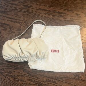 STAUD Cream Gathered Shoulder Bag